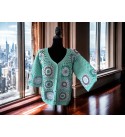 Crochet Granny Square Jacket for Women, Granny Square Cardigan, Crochet Floral Jacket, Handmade Granny Square Cardigan, Oversize Cardigan