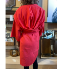 Turkish Cotton Hooded Robe, Red Turkish Cotton Kimono Robe