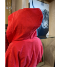 Turkish Cotton Hooded Robe, Red Turkish Cotton Kimono Robe